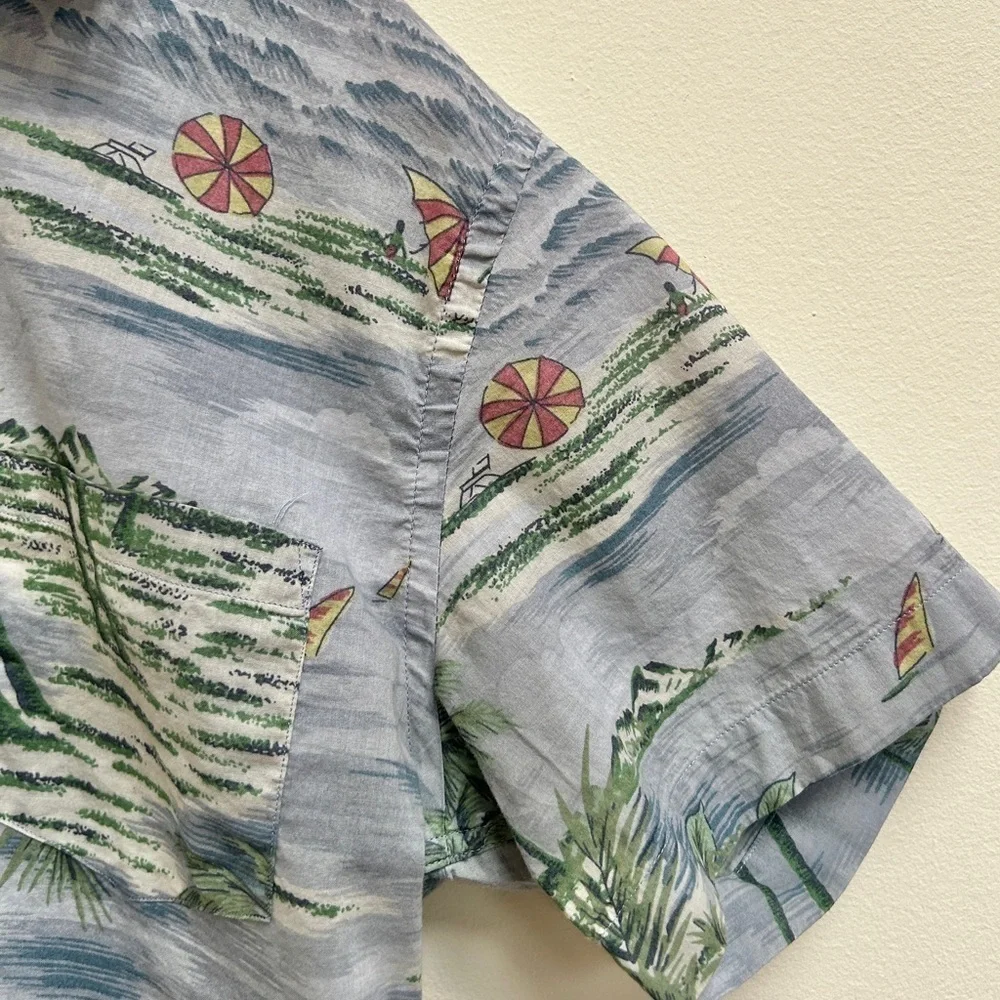 J. Crew Light Weight Chambray Hawaiian Button Up Short Sleeve Shirt, Size Small